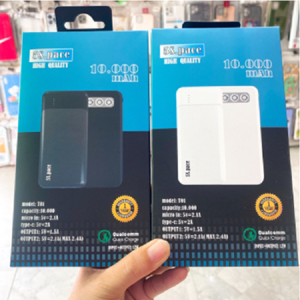 Pin dự phòng 10.000 mAh 5S Pase C1 Có Đèn Led